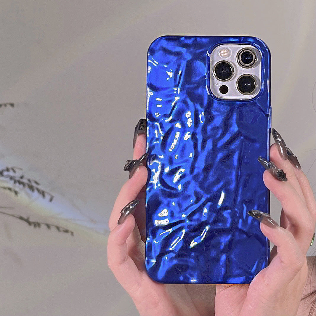 Wrinkled iPhone 17 electroplated phone case ins silicone case 16promax suitable for Apple 12